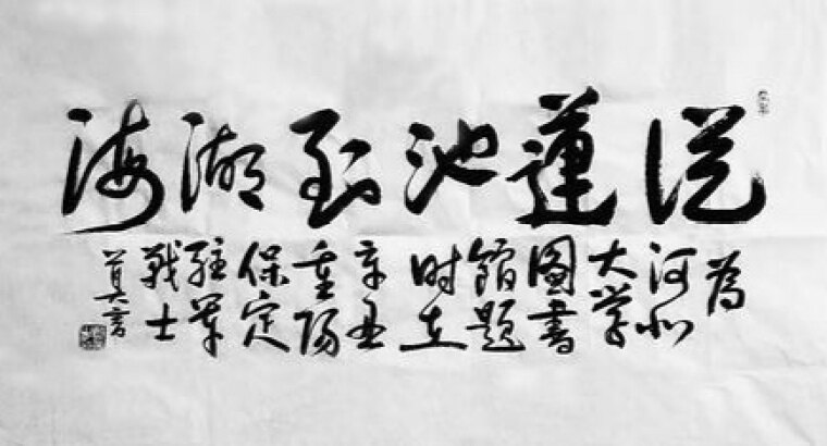 从莲池到湖海 莫言为河北大学图书馆题字.